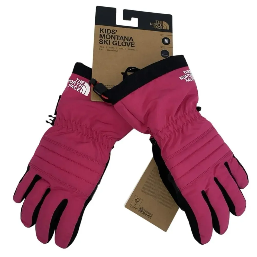 The North Face Kids Montana Ski Glove Mr Pink Sz Medium NWT Warmest Dryvent Etip